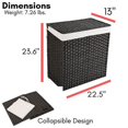 thumbnail image 2 of BIRDROCK HOME Divided Laundry Hamper with Lid - Brown - Double Sorter with Liner Bags - Large Collapsible Hampers - Foldable Bin - Synthetic PE Rattan - Hand Woven - Clothes Basket, 2 of 5