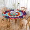 thumbnail image 3 of Colorful Tie Dye Pattern Round Fitted Tablecloth with Elastic Edge,Dining Table Cover Waterproof,Outdoor Round Tablecloth for Camping,Dining,Indoor and Outdoor, 3 of 7