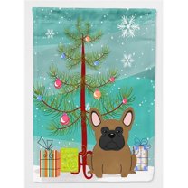 Carolines Treasures BB4138GF Merry Christmas Tree French Bulldog Brown Flag Garden Size