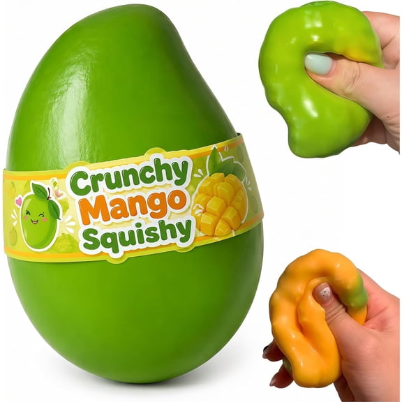 Crunchy Mango Stress Ball, Heat Color Changing Mango Squishy Toy, Slow Rising Squeeze Fidget with Cracking Sound for Stress Relief & Sensory Play