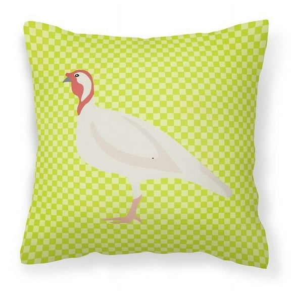 Carolines Treasures Beltsville Small White Turkey Hen Green Fabric Decorative Pillow 14Hx14W multicolor