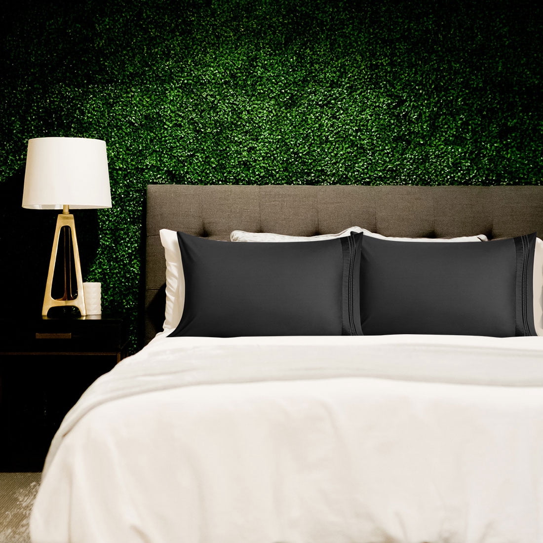 Luxury Pillowcase Set Of 4 - Super Soft Hotel Quality - Black Standard