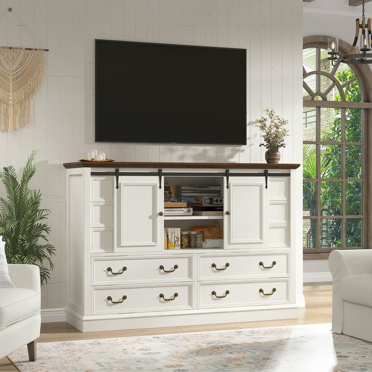 White Dresser with 10 Drawers,Farmhouse Wood Dresser for Bedroom