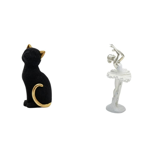 Figura decorativa de resina de bailarina de gato elegante para entrada, estantería, sala de estar, dormitorio, chimenea, oficina, adorno de arte moder