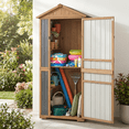 thumbnail image 2 of Outdoor Storage Cabinet with Sloped Roof, Adjustable Shelves, Lockable Door for Garden Patio Garage, 75.2" H, 2 of 9