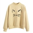 thumbnail image 2 of Jsaierl Sweatshirt for Women Cute Solid Color Print Sweatshirts Crewneck Casual Sweater Tops Trendy Long Sleeve Shirts Womens Sweatshirts Under $10, 2 of 4