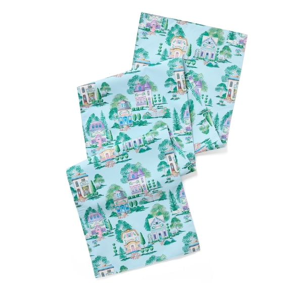 Lenox Spice Village Allover Table Runner, Blue, 14"W x 70"L