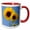 Red/White, variant on 3drose, Painted Yellow Sunflowers in a Blue Sky- Flowers, 11oz Mug