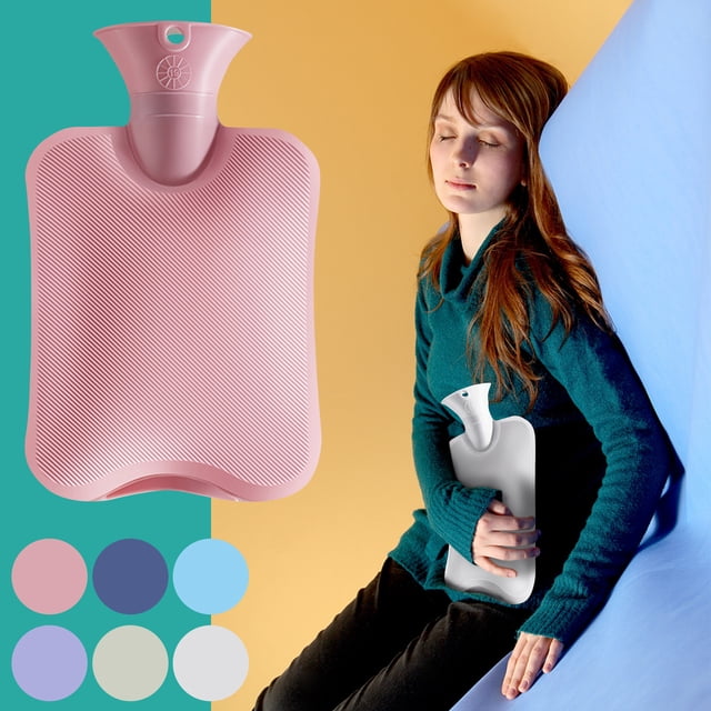 Fiudx Bolsa de Agua Caliente de 1 L, Material Seguro de Pvc, Compresa Tibia para El Vientre, Alivia Cólicos y Dolores, Compresa Caliente y Fría, Ideal para Aliviar El Dolor Menstrual, Esencial para E