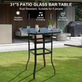 thumbnail image 4 of Patio Bar Height Table, Metal Frame Patio Bar Table Tempered Glass, Height High Top Outdoor Table for Backyard, Poolside and Garden, 4 of 8