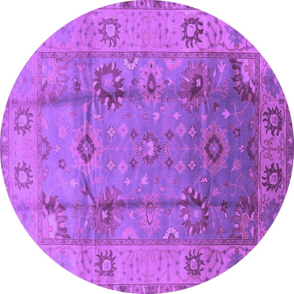 Ahgly Company Indoor Round Oriental Purple Traditional Area Rugs, 5' Round