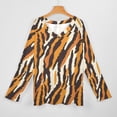 thumbnail image 3 of LYWC Warm Tiger Stripe - 1256 Long Sleeve Shirts For Women Oversized Tshirts Tops Tees Fall T-Shirts V Neck, 3 of 7