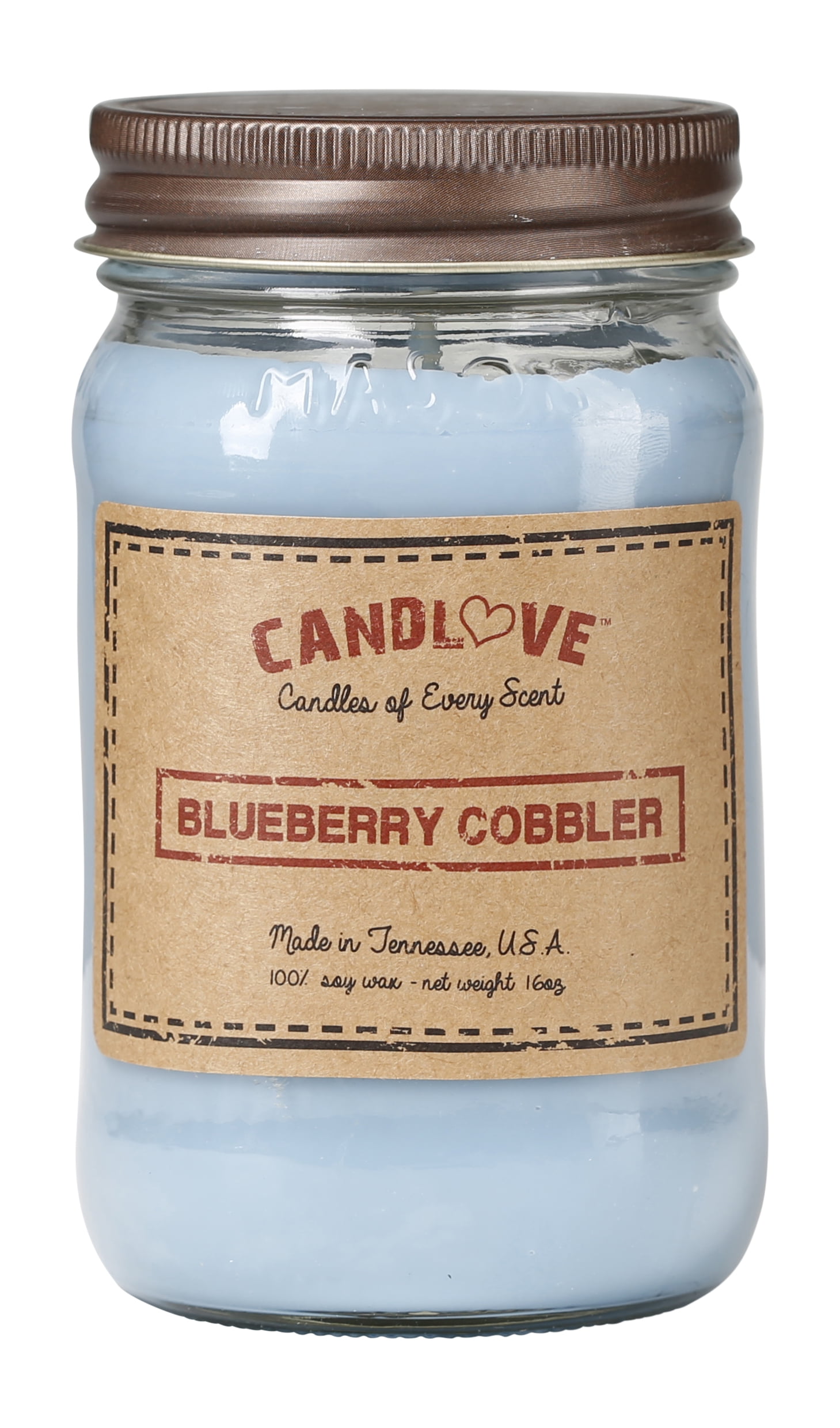 CANDLOVE "Blueberry Cobbler"Scented 16oz Mason Jar Candle 100 Soy Made