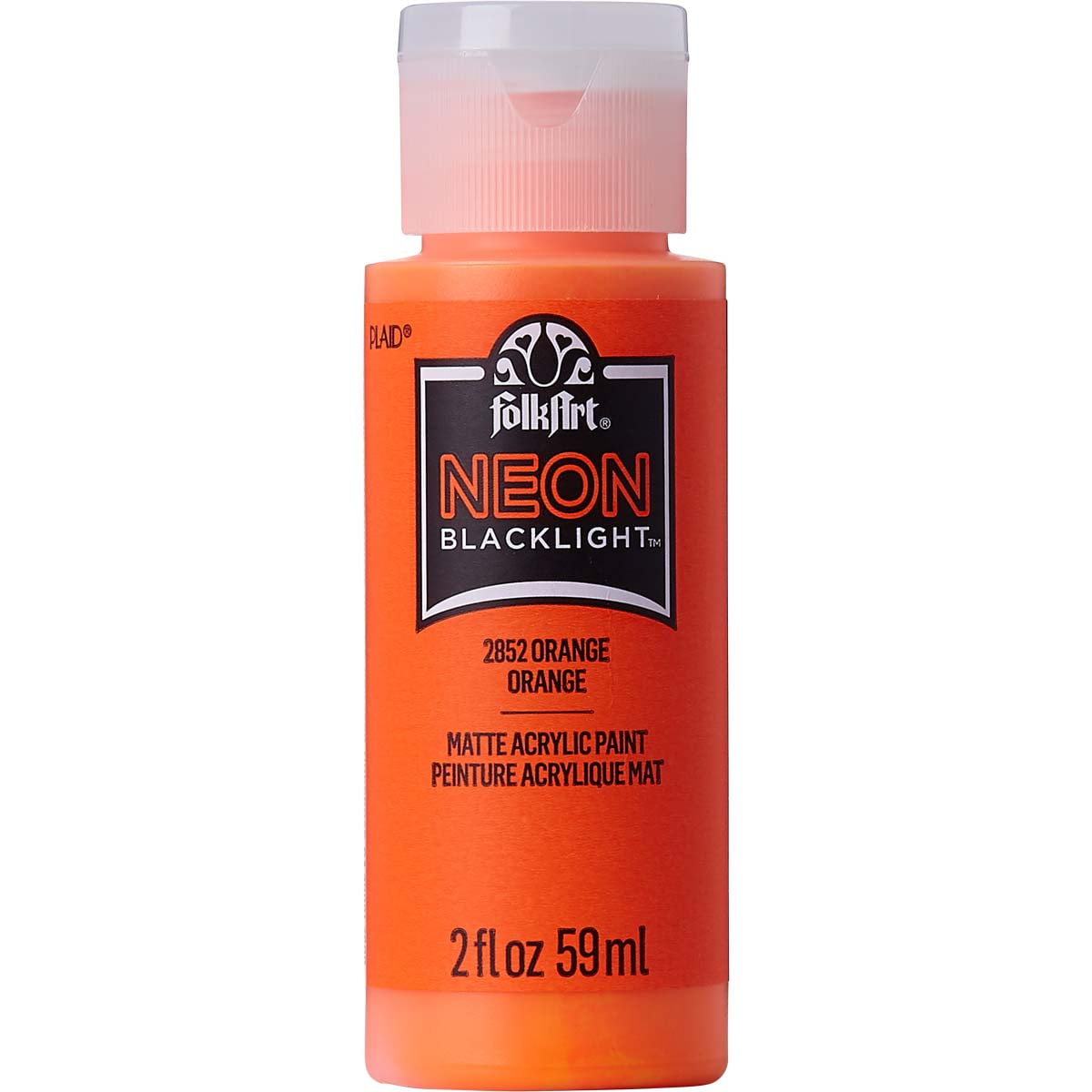 (3 pack) FolkArt Neon Blacklight Acrylic Craft Paint, Matte Finish, Orange, 2 fl oz