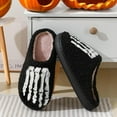 thumbnail image 4 of Women's Men's Halloween Slippers Lantern Pumpkin Slippers Ghost Slippers Skeleton Slippers Vintage Memory Foam Plush Slippers Household Shoes One-Step Slippers, 4 of 13