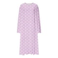 thumbnail image 6 of MGDXOX Women's Plus Size Nightgowns Polka Dot Printed Nightdress Crew Neck Comfy Loungewear Soft Long Sleeve Pajamas Pink XXL, 6 of 6