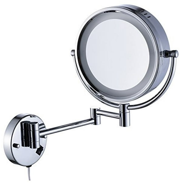 Cavoli Makeup Mirror with LED Lighted Wall Mounted 7x Magnification,Chrome Finish (8.5inch,7x