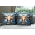 thumbnail image 5 of Ambesonne Lake Throw Pillow Cover Pack of 4, Sunset Horizon Dreamcatcher, 4 Pcs-18" x 18", Slate Blue Orange, 5 of 5
