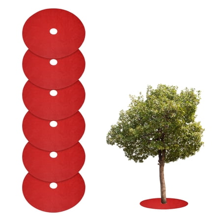 Uxcell 6pcs Tree Mulch Ring 32.3 Inch Non-Woven Round Tree Protector Weed Barrier Mat Plant Cover Rings for Weed Grass Control Root Protection Red