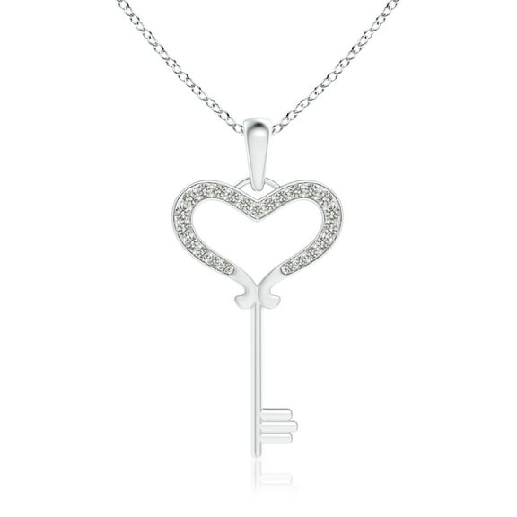 ANGARA Natural Pave-Set Diamond Heart Key Pendant in 925 Sterling Silver for Women (Size-1.2mm| Color-K| Clarity-I3) | April Birthstone, Anniversary, Jewelry Gift for Women | Natural Diamond Necklace