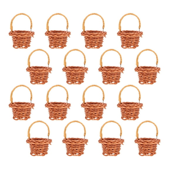 WHAMVOX  16 Pcs Small Baskets with Handles Rattan Shopping