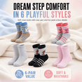 thumbnail image 2 of Girls Dream Step Yarn Crew Socks, 6 Pack, Soft Peek A Boo Style Breathable Socks, BLUE, M, 2 of 9