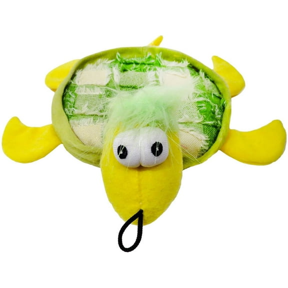 Scoochie Pet Tishy Turtle Squeaky Dog Chew Toy, 10.5-in