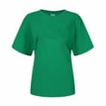 thumbnail image 3 of Plebaso Women's Short Sleeve T Shirts Solid Color Summer Tops Crew Neck Casual Beach Vacation Shirt for Ladies, 3 of 5