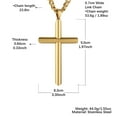 thumbnail image 6 of HZMAN Large Cross Necklace for Men High Polished Stainless Steel Heavy Oversize Gold Cross Pendant Christian Faith Jewelry Gift 7mm Cuban Chain, 6 of 7