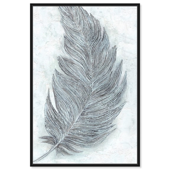 Grey Feather Canvas Delicate Farmhouse Wall Art by Art Remedy, Black Frame, 10" x 15"