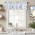 thumbnail image 2 of Blue White Spring Floral Kitchen Curtain Valances for Windows Farmhouse Short Curtains, Summer Botanical Birds Rod Pocket Valance Curtain for Bedroom Cafe Living Room 60"x18", 2 of 8