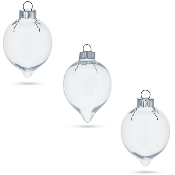 Set of 3 Clear Plastic Water Drop Christmas Ornaments 3.94 Inches