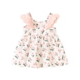 thumbnail image 5 of lcziwo Infant Toddler Girls Cute Summer Clothes Kids Sleeveless Strawberry Print Mini Dress with Hat 2 Piece Outfits Set Pink 6 Months, 5 of 6