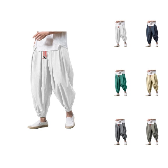 Harem Pants Men 2026 Trendy Drawstring Wide Leg Baggy Drop Crotch Hippie Pants Trousers