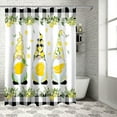 thumbnail image 4 of Summer Cute Lemon Gnome Shower Curtain, Black White Plaid Shower Curtain Set with Hooks, Spring Summer Waterproof Fabric Shower Curtains for Bathroom Decor, 72x72 Inch Bath Curtain, 4 of 6