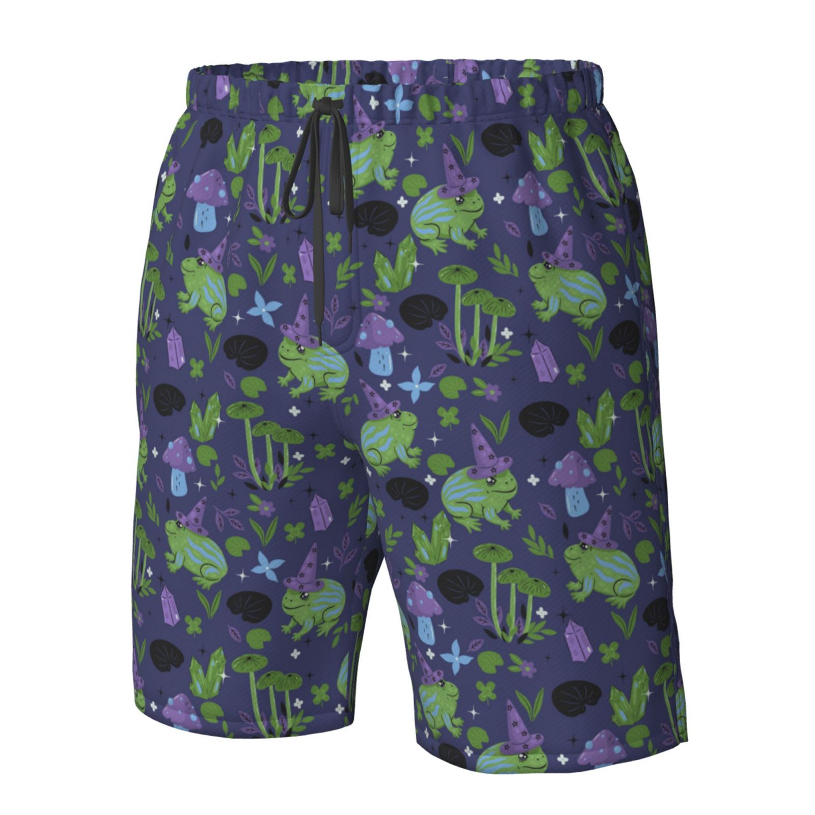 Naloa Magic Toads in Hats Men's Beach Shorts, Surfing shorts, Swim trunks, Quick Dry Swim Trunks for Surfing Beach Fun - 3X-Large