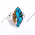 thumbnail image 4 of Oyster Turquoise Gemstone 925 Sterling Silver Statement Ring Jewelry Gift for Her, 4 of 5