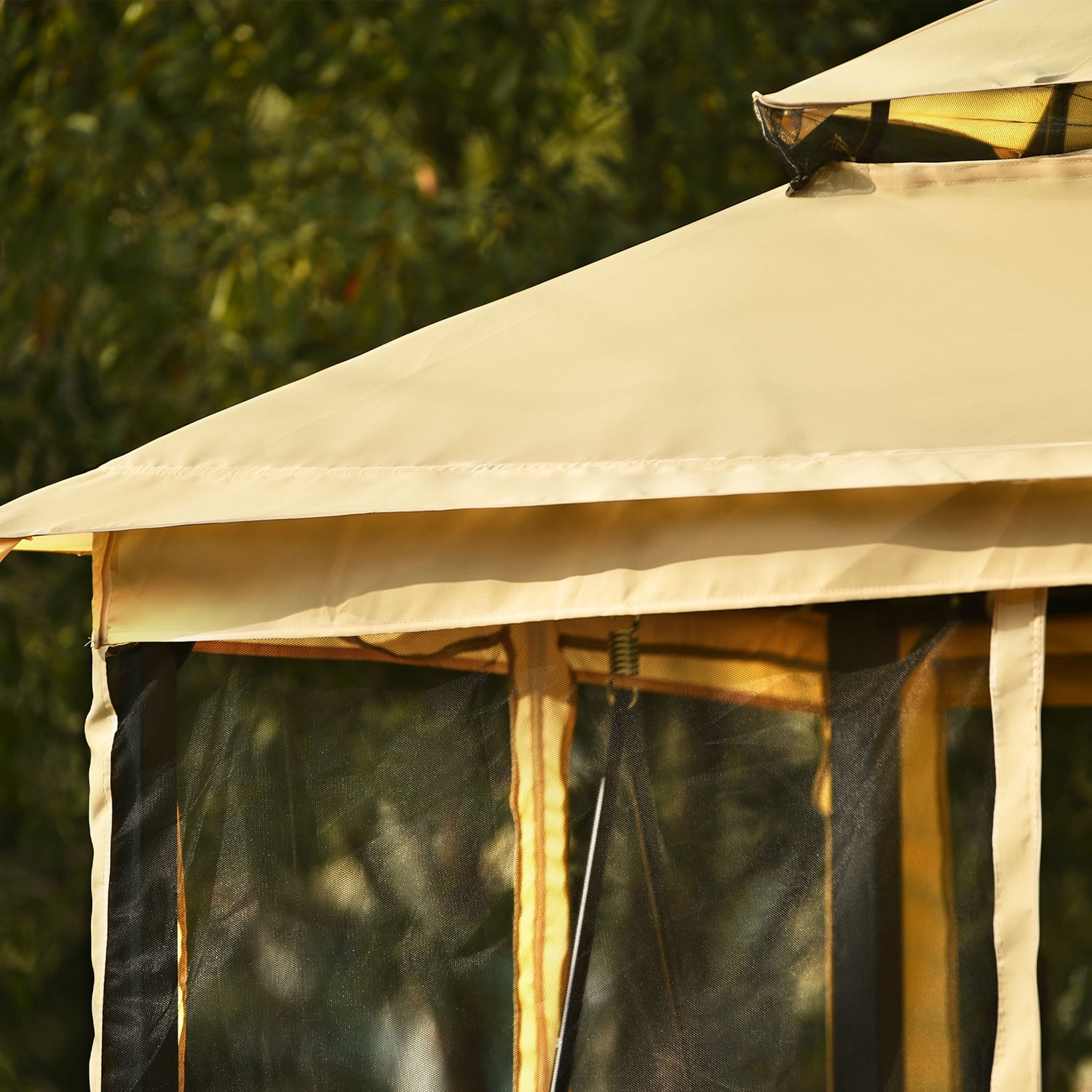 Kepooman Outdoor Gazebo Tent, Double Roof Soft Canopy Garden Gazebo with Convertible Swing Bench and Mosquito Netting Suitable, Gazebo for Lawn, Garden, Backyard, khaki Kepooman Outdoor Gazebo Tent, Double Roof Soft Canopy Garden Gazebo with Convertible Swing Bench and Mosquito Netting Suitable, Gazebo for Lawn, Garden, Backyard, khaki