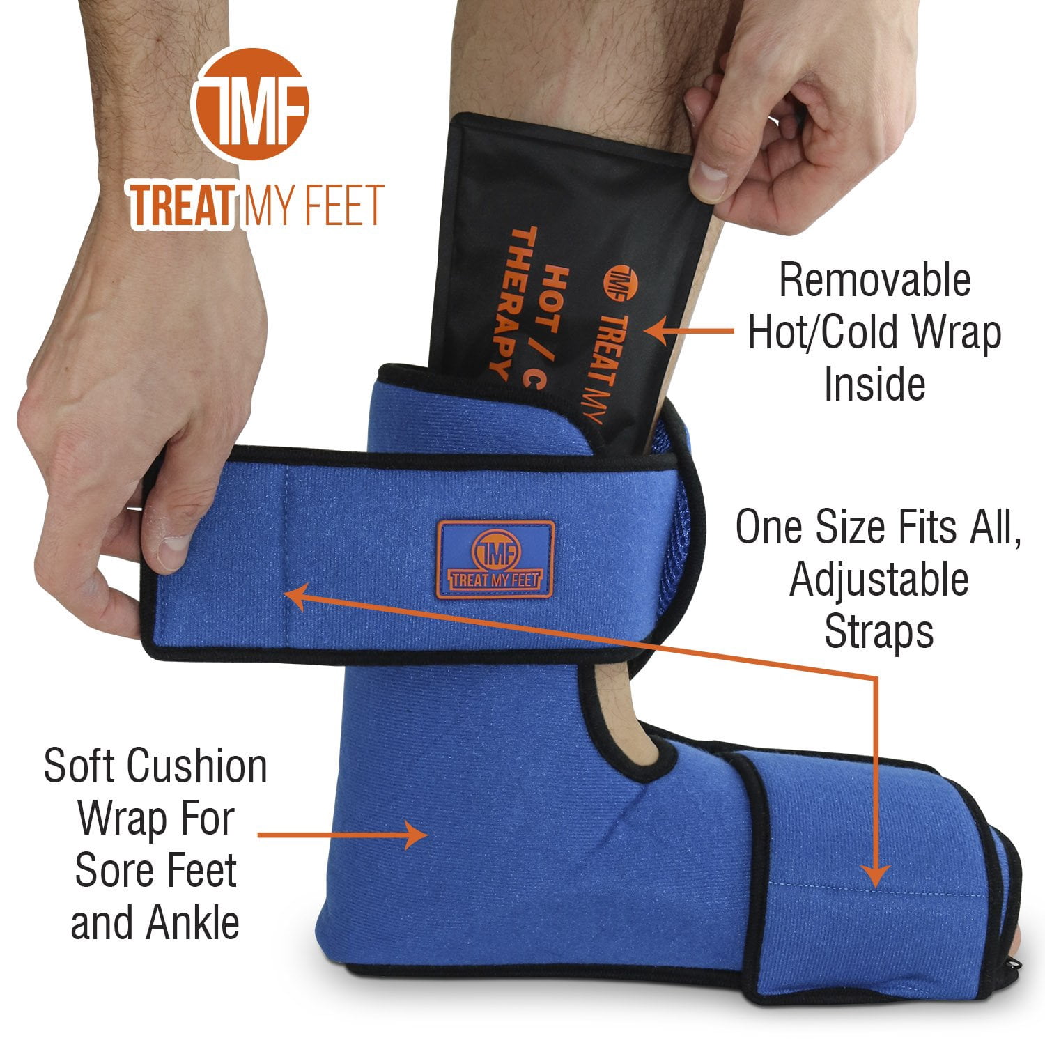 Foot & Ankle Pain Relief Hot/Cold Boot Foot Wrap - Effectively Relieve Foot and Ankle Aches & Pains Using Compression Gel Wrap - Heated or Cooled, Extra Ice Pack, For Men and Women - FDA Registered