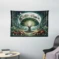 thumbnail image 2 of Ambesonne Nature Tapestry Wall Hanging, Life Tree Astral Scene Wings, 60"x40", Teal Reseda Green Redwood, 2 of 4