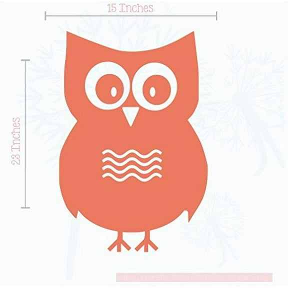Owl Vinyl Decals Wall Art Stickers Children Room Décor, 23x15-inch, Coral