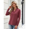 thumbnail image 4 of Zeagoo V Neck Blouse for Women Casual Dressy Basic Tops Soft Solid Long Sleeves Shirts Trendy Fall Tops, 4 of 8