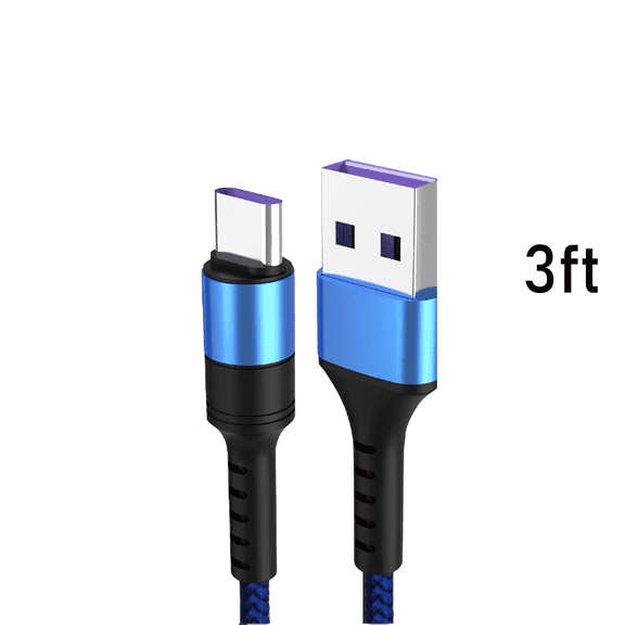 GJX Nylon Braided 3ft USB C Cable 5A Fast Charging Data Transfer USB Extension Cable 3ft