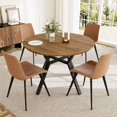 thumbnail image 1 of Extendable Round Dining Table Set for 4-6 People, 43.3"-59.1" Extendable Kitchen Table with 4 Upholstered Chairs, Space Saving for Kitchen Dining Room (Walnut Table+4 Brown Chairs), 1 of 14