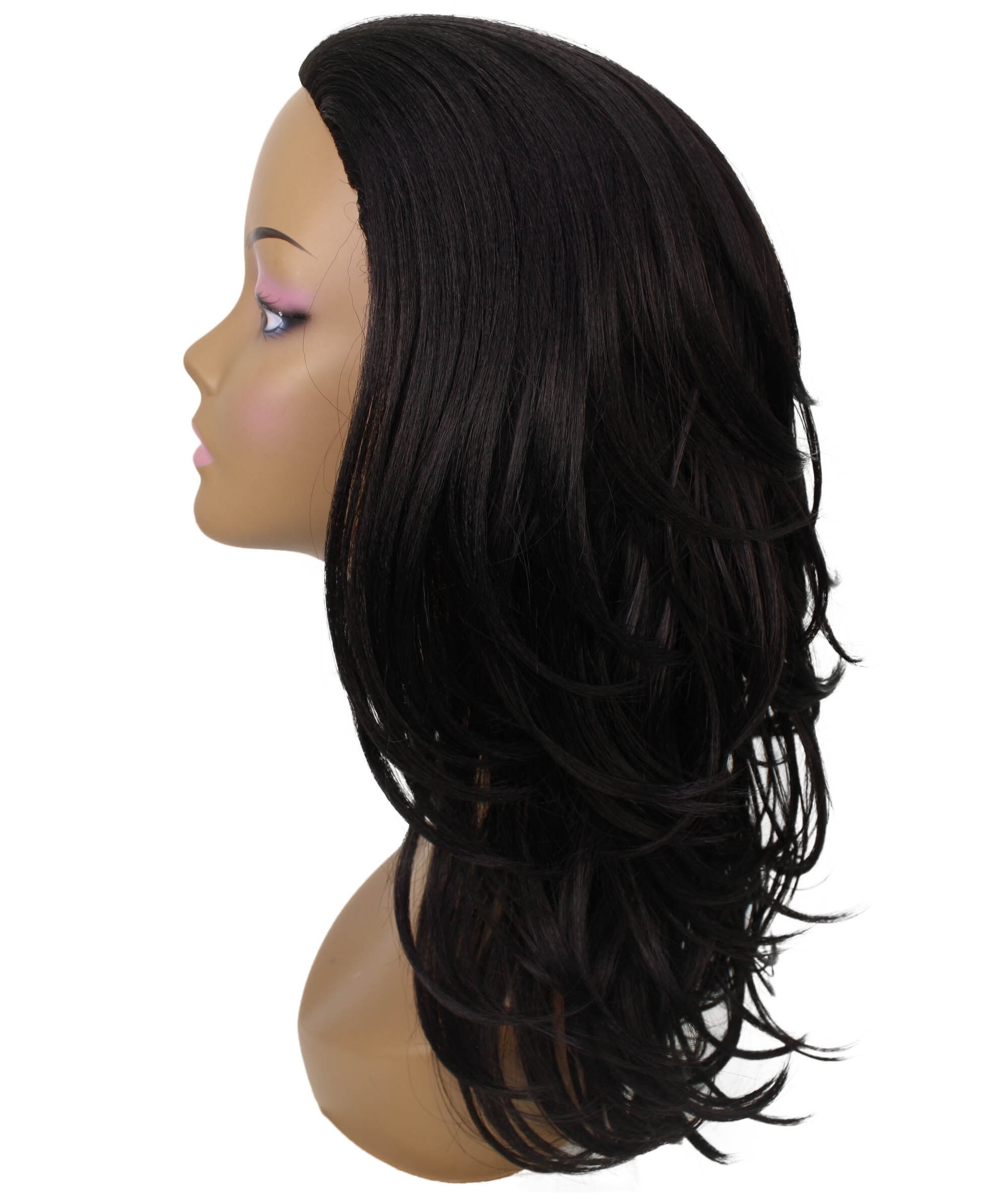 LUXLUXE Women Leal Curly Half Wig Layered Style Human Hair Blend 18.5" Natural Black