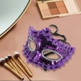 thumbnail image 4 of Unique Bargains Halloween Christmas 1 Pc Crystal Beaded Half Face Party Mask for Masquerade Party Purple, 4 of 5