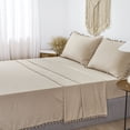 thumbnail image 5 of Move Over Taupe Bedding Set 4 Pieces Solid Taupe Sheet Set Pom Poms Fringe Pattern Shabby Chic Deep Pocket Bedding Queen, 5 of 8