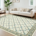 thumbnail image 2 of Garvee 10'x13' Modern Floral Area Rugs Diamond Printed Carpet, Washable Rug Ultra-Soft Low Pile Non Slip Rug for Living Room Bedroom Dining Room, Green Beige, 2 of 8