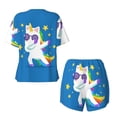 thumbnail image 5 of Naloa Cool Unicorn Star Golden Women's Short-Sleeved Pajama Set, Loungewear, Summer pajamas, Breathable Cozy - Medium, 5 of 9