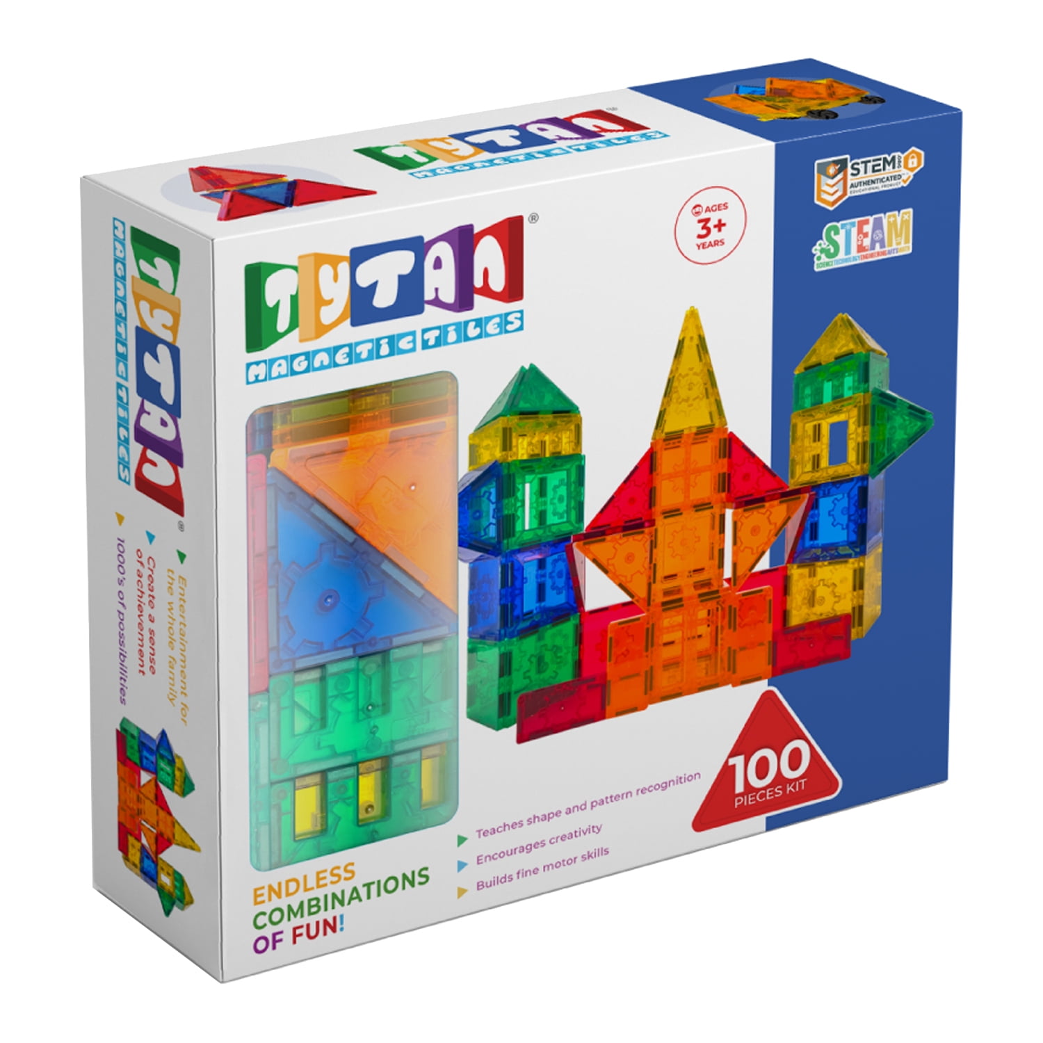 Tytan Tiles Toy Tiles, 100 Pieces, STEM Certified Ages